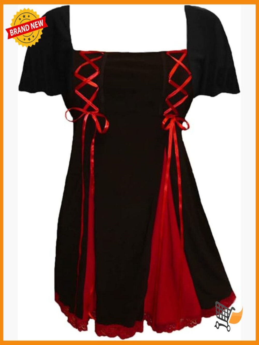 Women's Victorian Babydoll Corset Top Twin Lace-Up Bodice Tunic Blouse